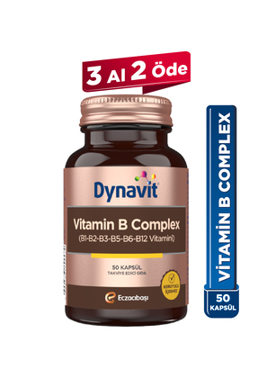 Dynavit Vitamin B Complex 50 Kapsül - Enerji - B Kompleks (B1, B2, B3, B5, B6...