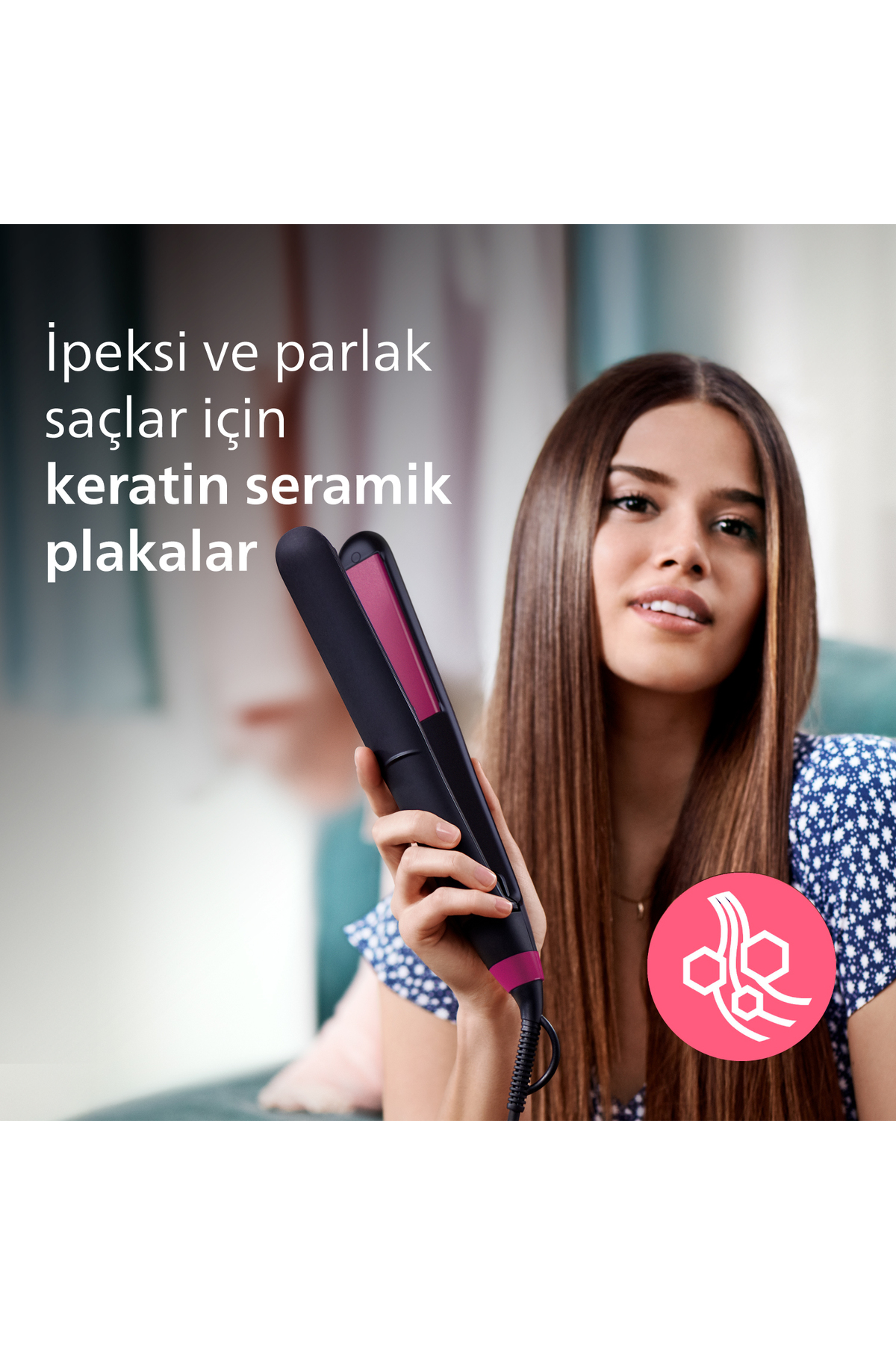 Series 3000 hair straightener enriched with keratin, ThermoProtect technology, BHS375/00