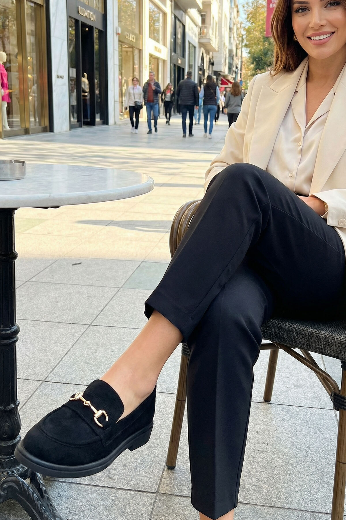 SOHO Siyah Süet Kadın Loafer Ayakkabı 21242