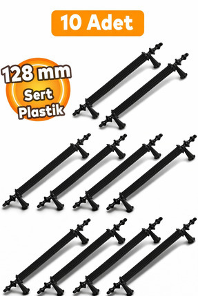 Badem10 (SERT PLASTİK) Polavit 128 Mm Siyah Mobilya Mutfak Çekmece Dolap Dola...