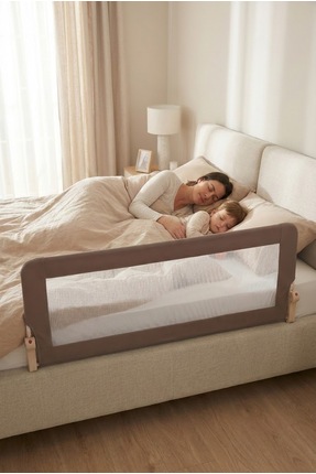 Wellgro Premium 150x65 cm Deri Kılıflı Yatak Bariyeri, Katlanır Yatak Korkulu...
