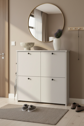 Skandi homeworks Cube Modern 4 Kapaklı Slim Ayakkabılık - 90 cm Geniş Hol ve ...