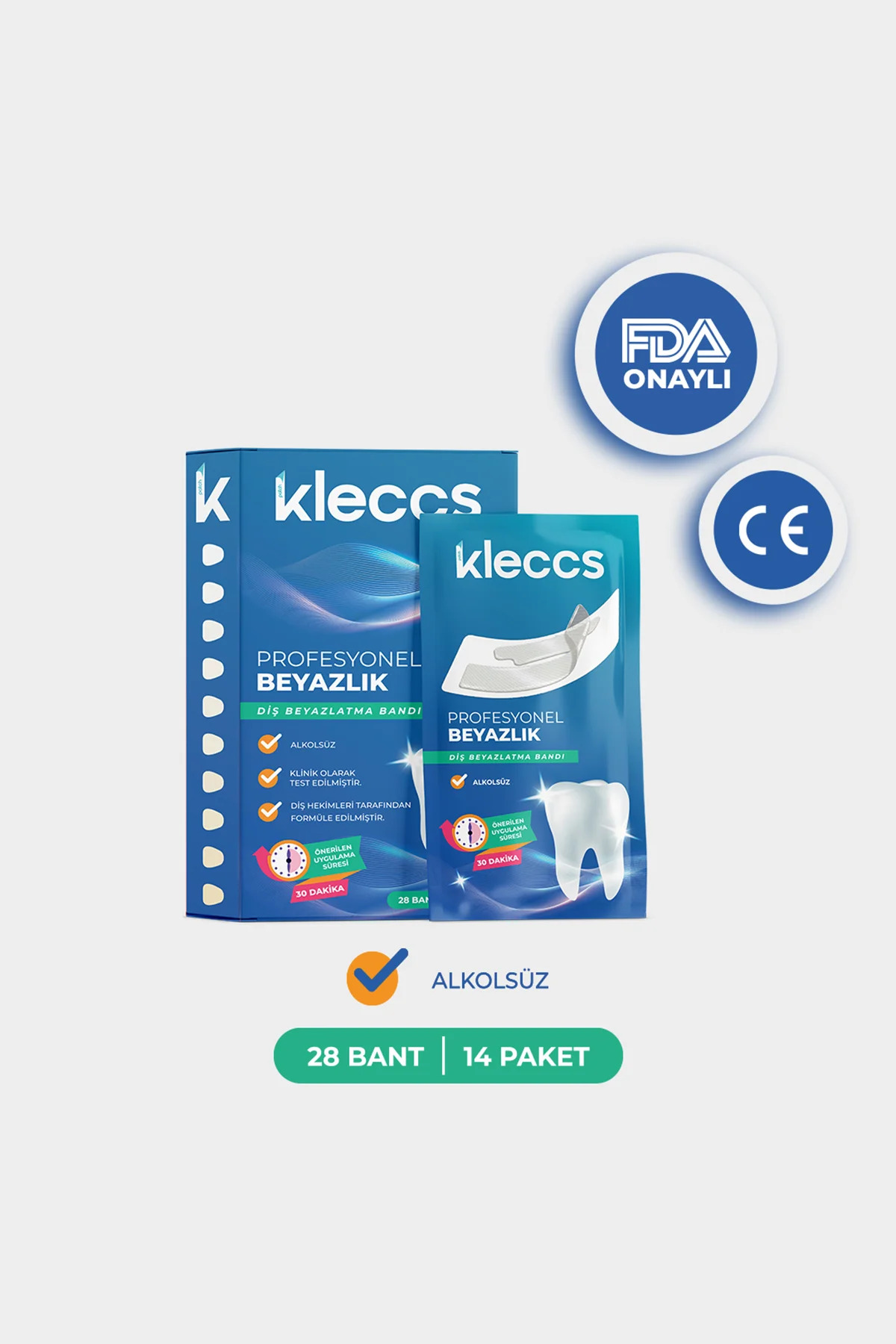 kleccs Diş Beyazlatma Bandı, Profesyonel Beyazlık, 14 Paket-28 Bant - Fiyatı, Yorumları