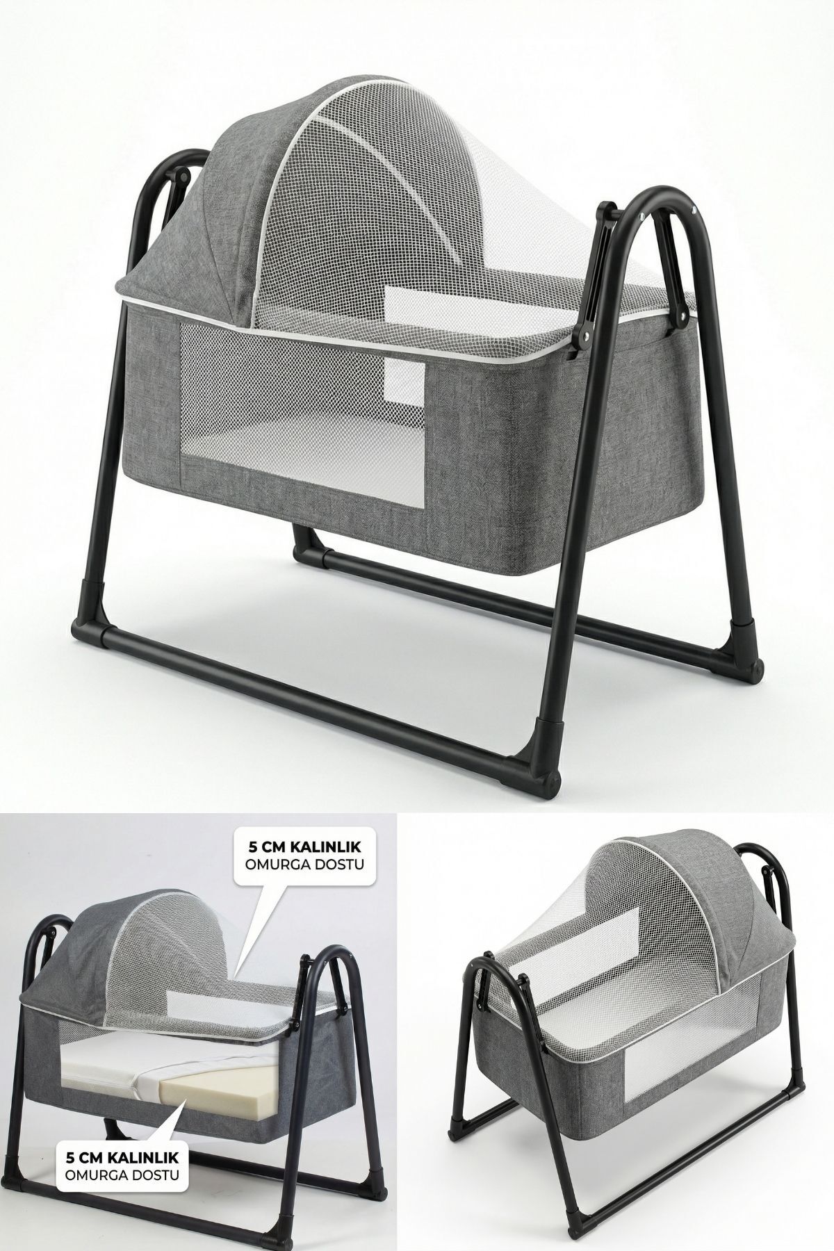 Kiwi Neonest Anne Yanı Cibinlikli Ve Tenteli, Sallanır. Keten , Portatif Sepet Beşik fotoğrafı 6 (önizleme)