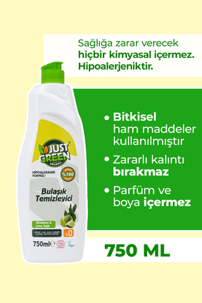 Just Green Organic Bitkisel Elde Bulaşık Deterjanı Okaliptüs Ve Lime Yağlı, %...
