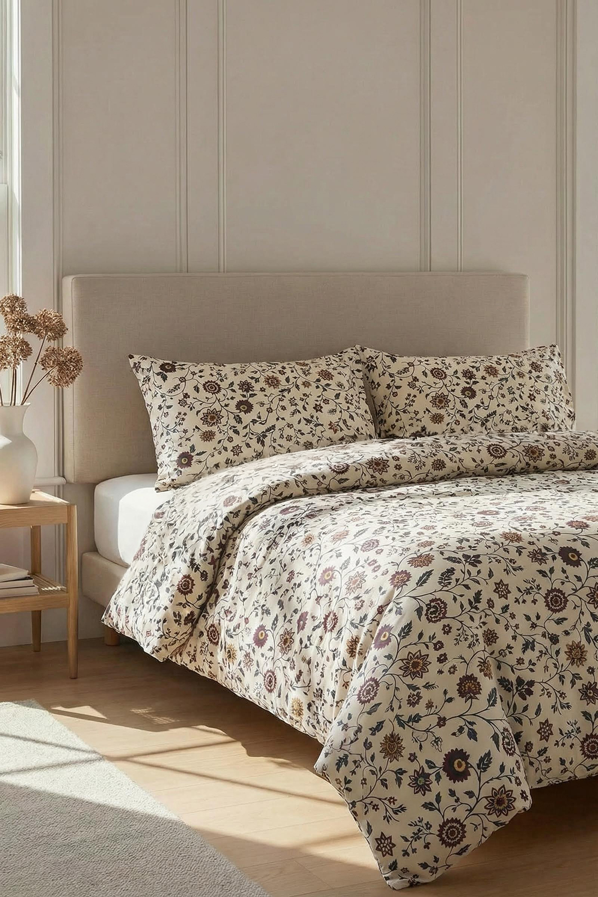 TRENDYOLMİLLA HOME Doppelbett-Bettbezug-Set mit Blumenmuster im Bohemian-Stil...