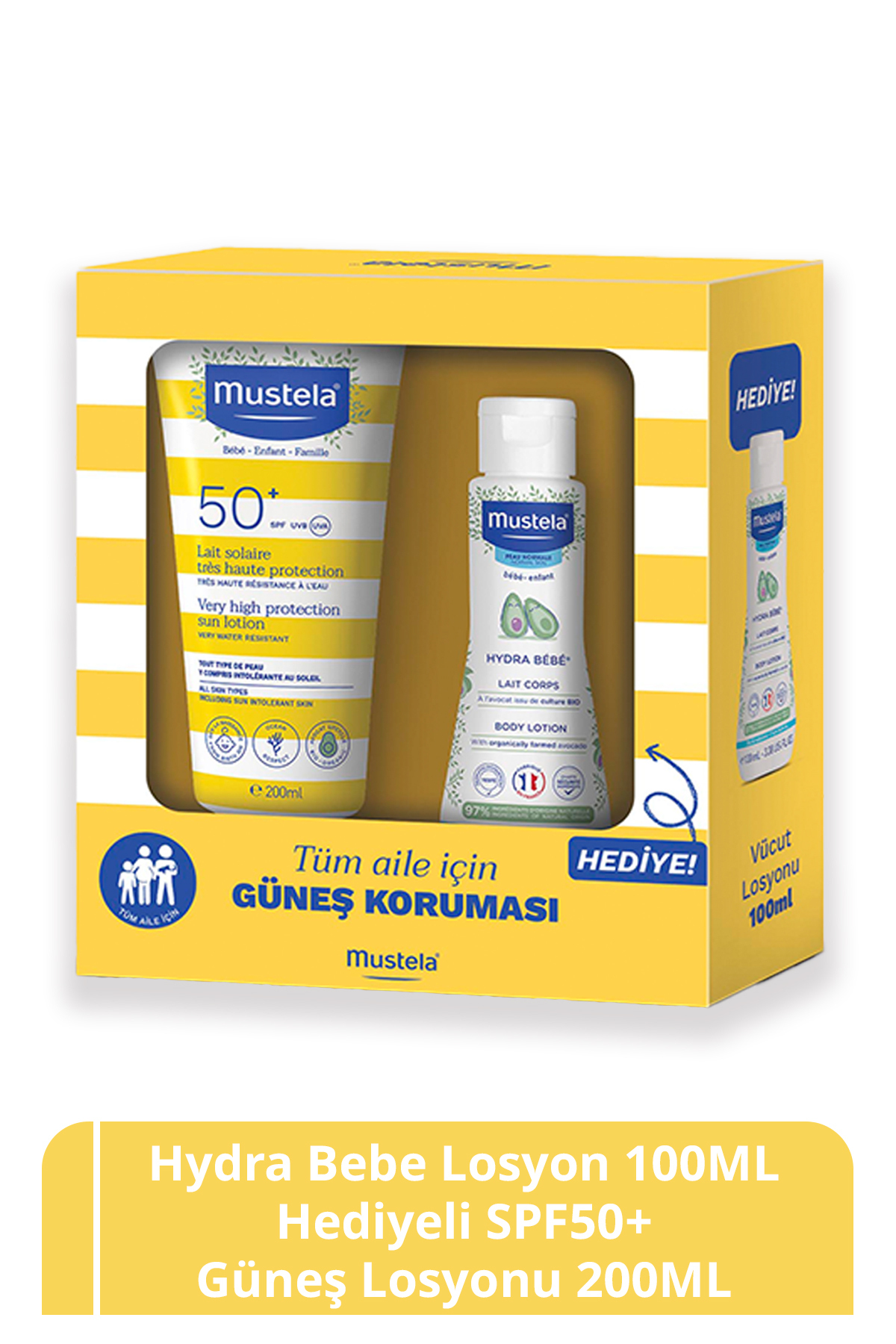 Mustela Spf50+ Çok Yüksek Koruma Faktörlü Güneş Losyonu 200ml + Hydrabebe Vücut Losyonu 100ml 350410