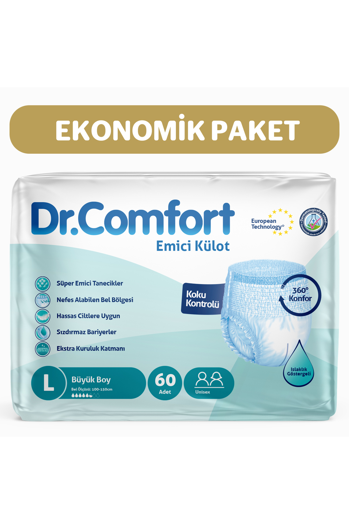 Yetişkin Emici Külot Large 30'lu 2 paket 60 adet