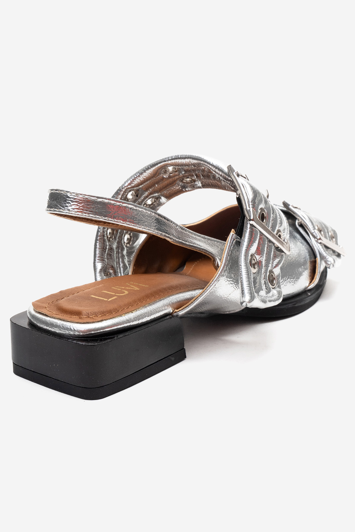 luvishoes  Paloma Gümüş Cilt Gümüş Tokalı Kadın Sandalet - Görsel 5