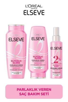 Elseve Glycolic Gloss Parlak Veren Saç Bakım Rutini Seti: Şampuan, Saç Kremi,...