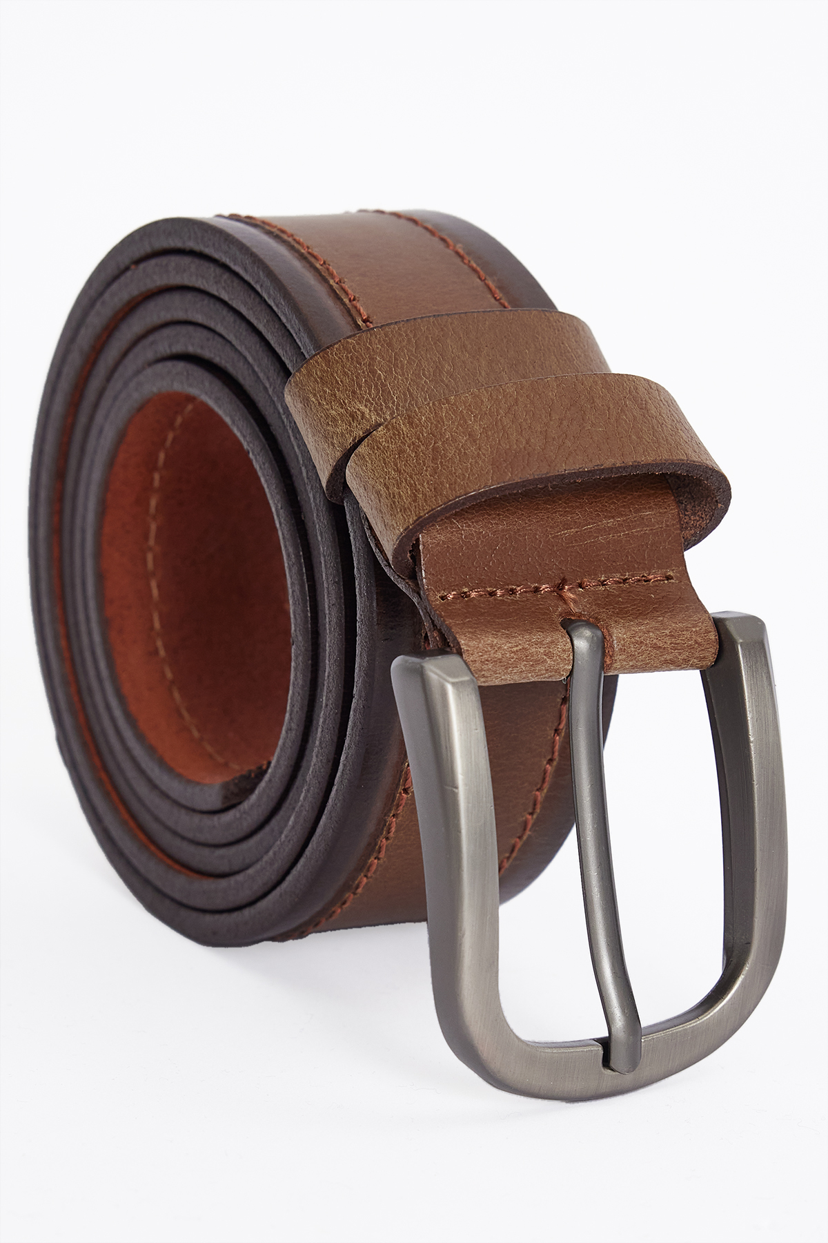 Men's 100% Genuine Leather 4cm Sports Tan Color Belt