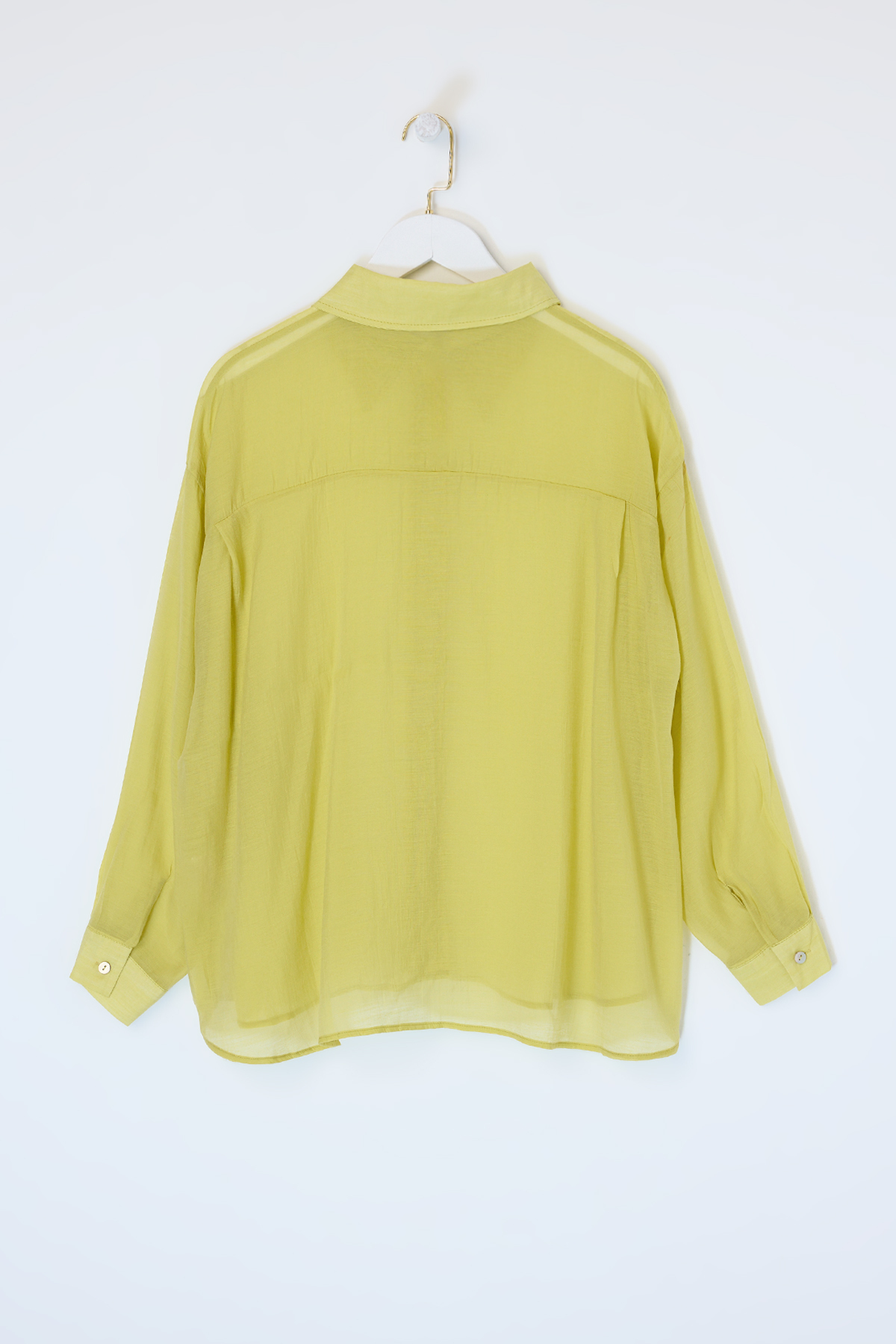 Trendyolmilla  Yağ Yeşil Oversize İpeksi Gömlek TDRSS26GO00015 - Görsel 2