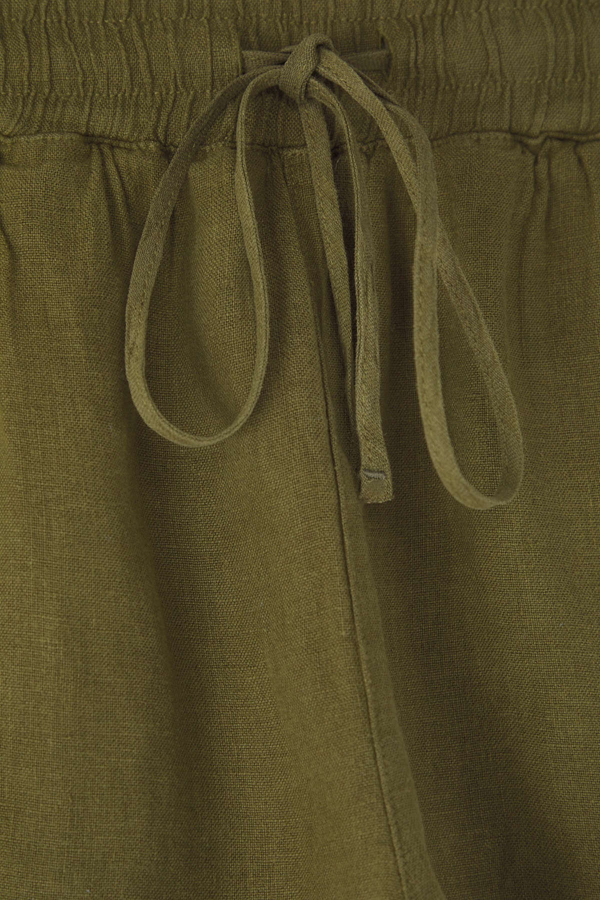 Trendyolmilla  Haki %100 Keten Beli Lastikli Yüksek Bel Şort TWOSS26SR00019 - Görsel 6