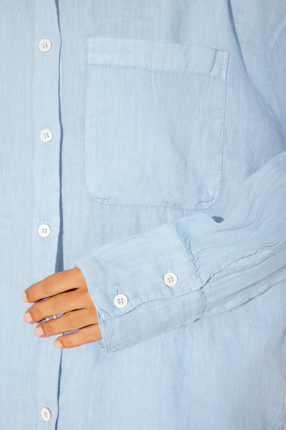 Trendyolmilla  Mavi % 100 Keten Cep Detaylı Oversize Gömlek TWOSS26GO00039 - Görsel 4