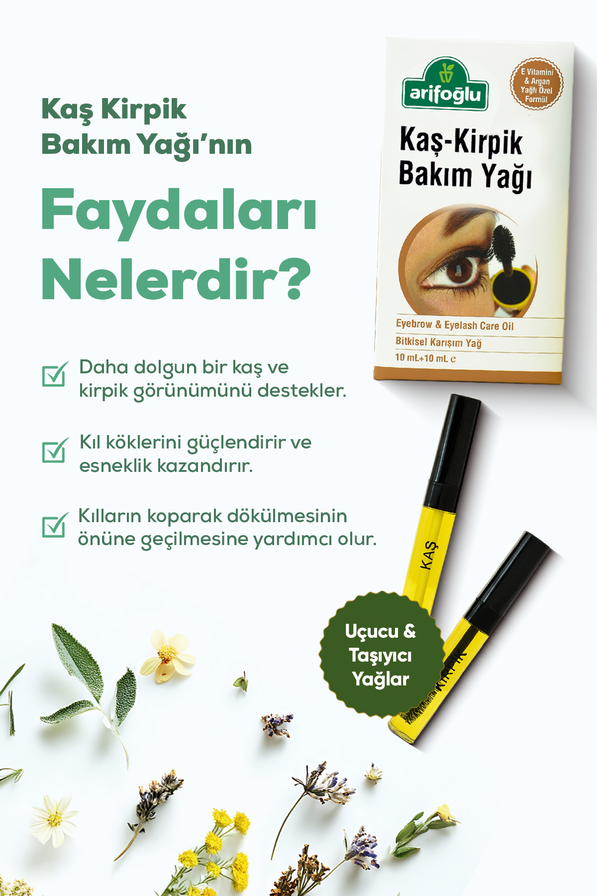 Kaş Kirpik Bakım Yağı 20 ml Organik Argan Yağlı & Doğal E Vitaminli — 700 14 103 — تصویر 2 از 6