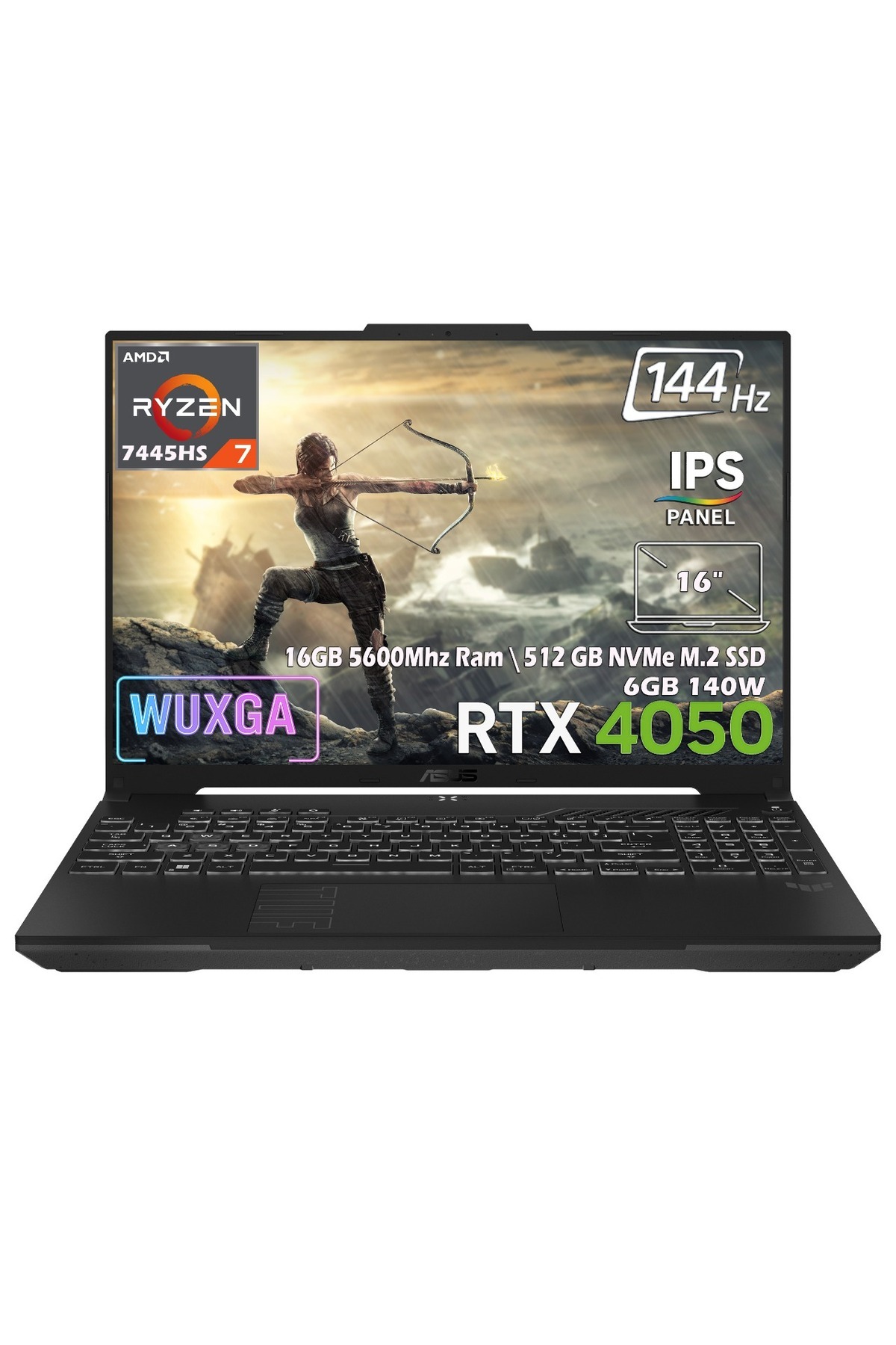 TUF A16 FA607NUG-RL125-Gaming AMD Ryzen 7 7445HS 16GB 512GB SSD RTX 4050 6GB 16"