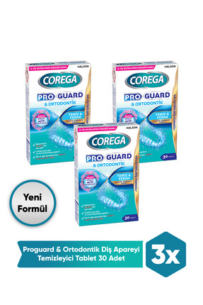 Corega Proguard & Ortodontik Diş Apareyi Temizleyici Tablet 90 Adet (30x3)