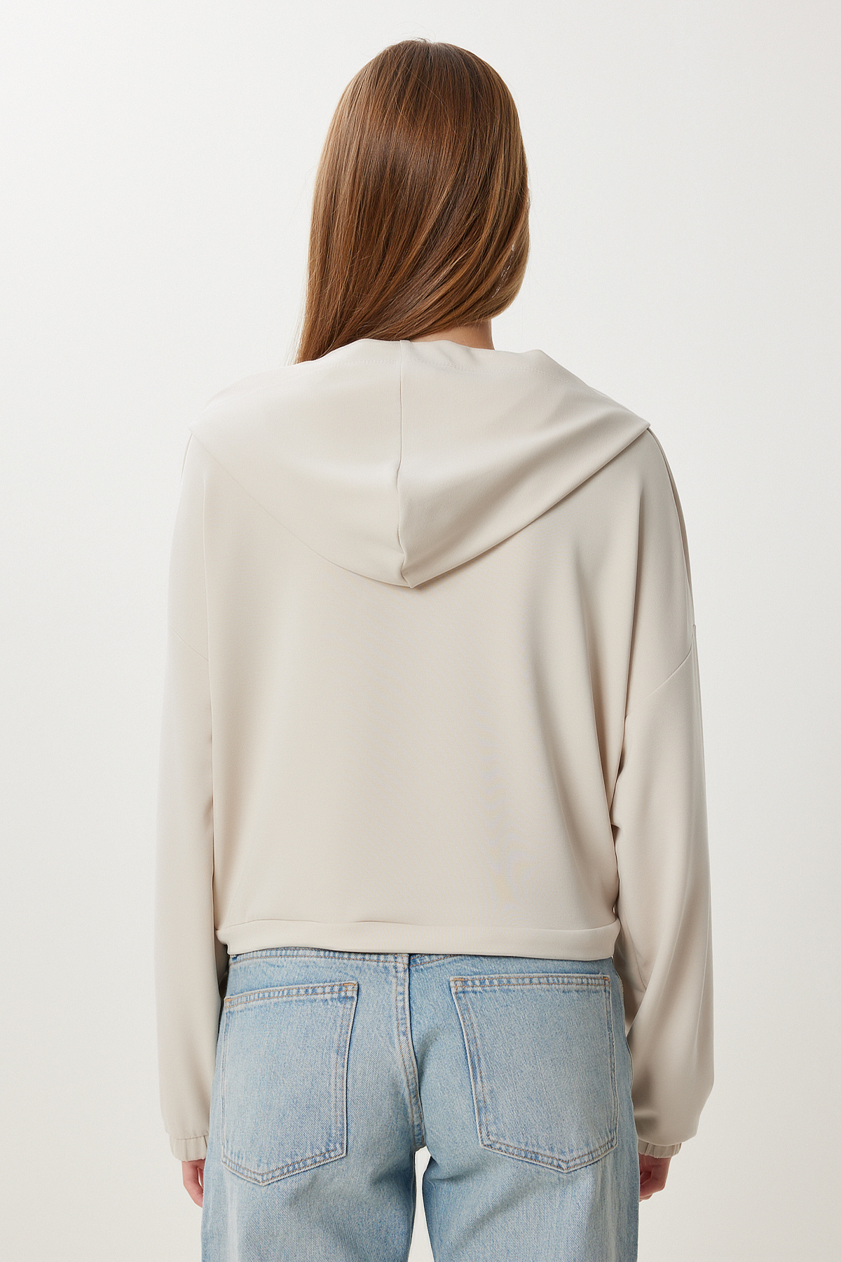 Happiness İstanbul  Kadın Antrasit Kapüşonlu Modal Sweatshirt UB00435 - Görsel 4