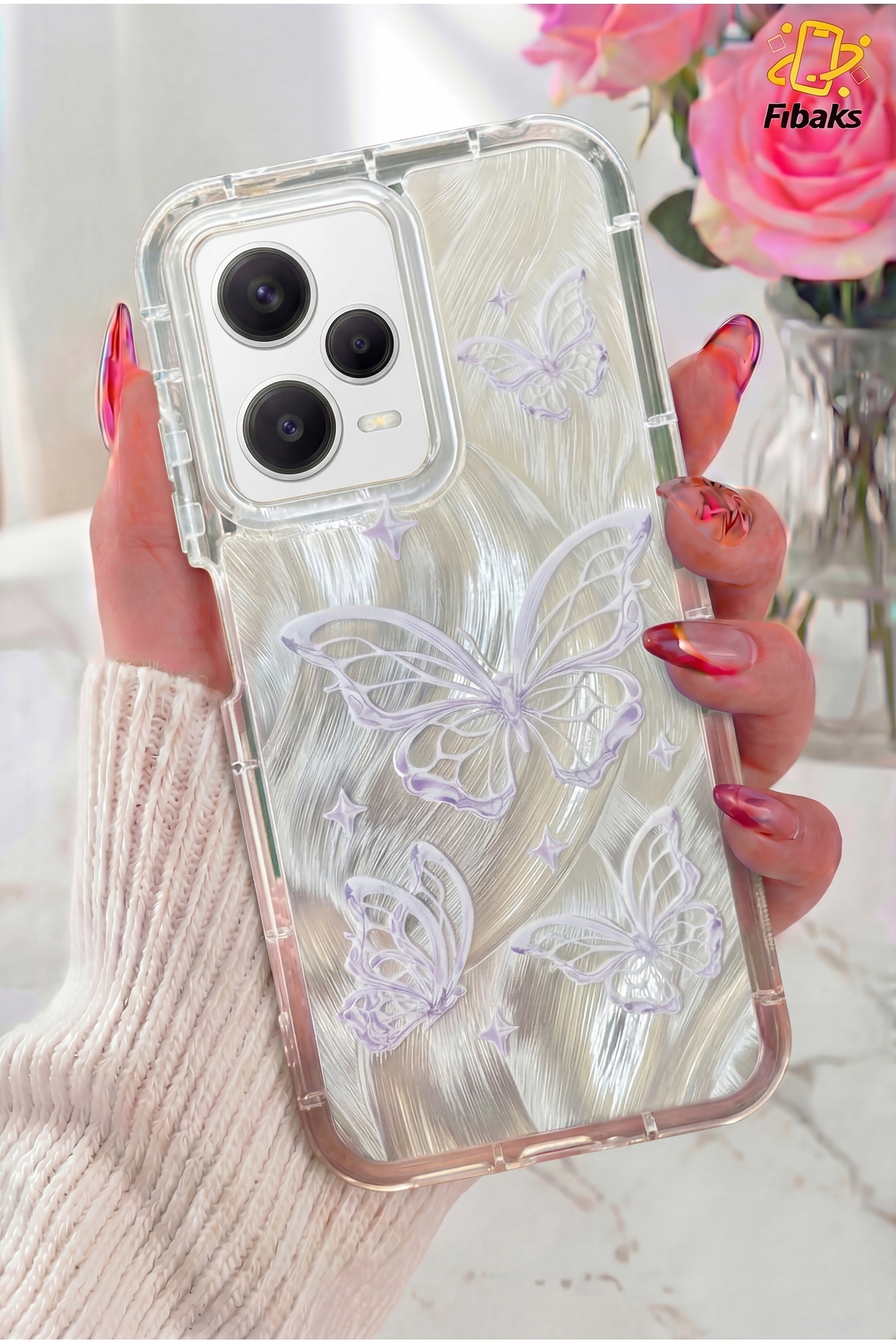 Redmi Note 12 Pro 5g Case Dismantle Plug Camera Shiny Hologram Butterfly Shock Absorber
