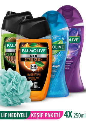 Palmolive 250 Ml 4'lü Duş Jeli Keşif Seti + Duş Lifi Hediye