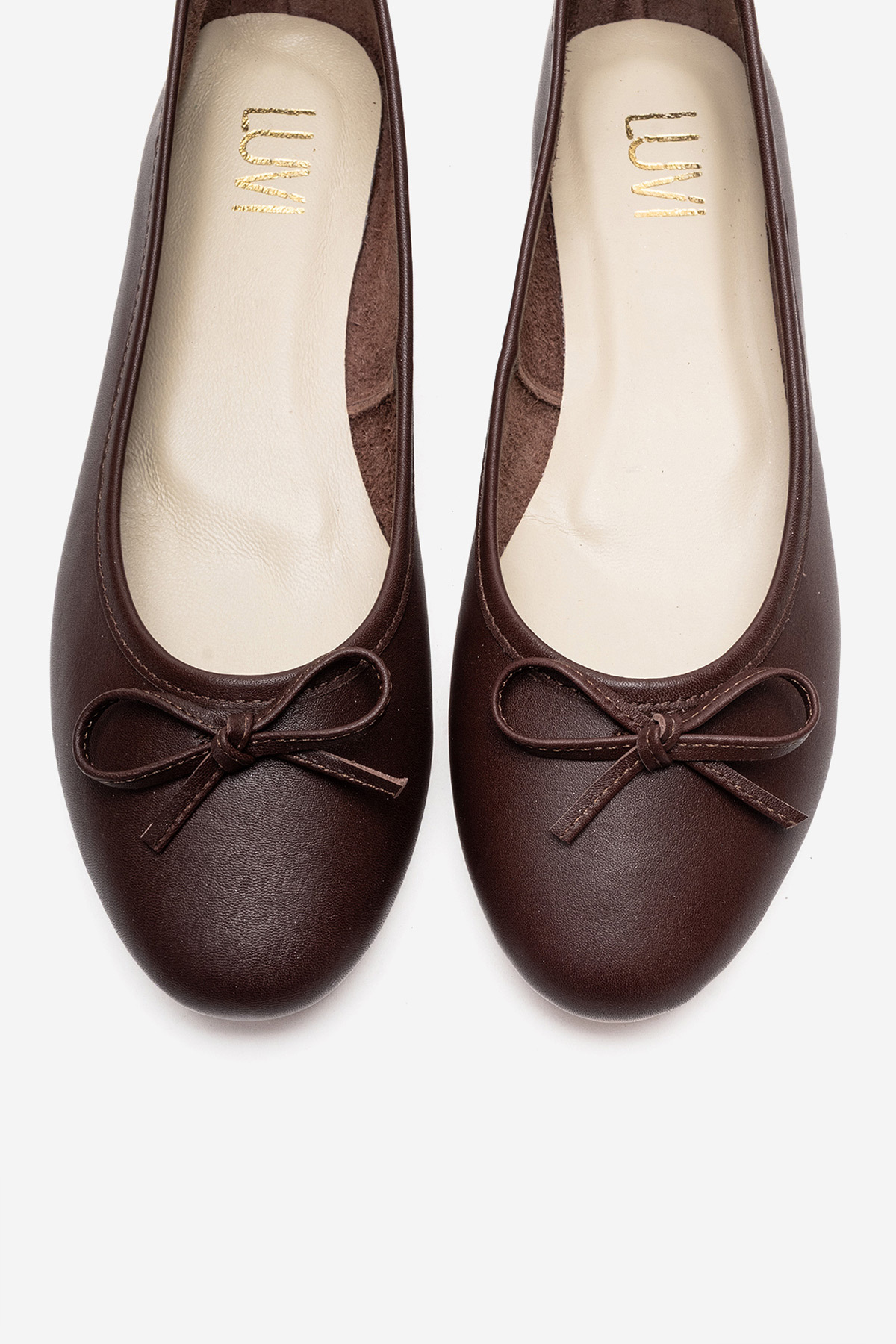 luvishoes  01 Kahve Cilt Hakiki Deri Kadın Babet Ayakkabı - Görsel 2