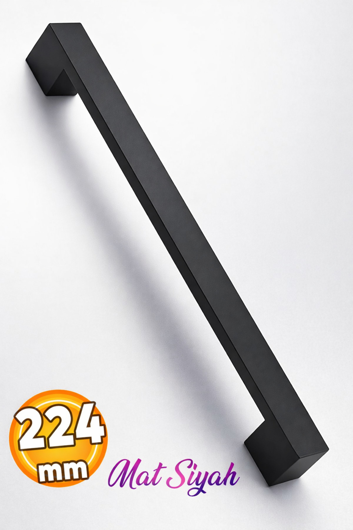 Cemre (224 MM - 22.4 CM) Matte Black Metal Furniture Drawer Kitchen Cabinet Handle Handle Handles
