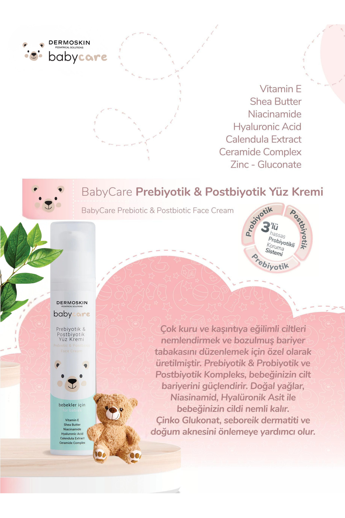 Dermoskin Babycare Prebiyotik & Postbiyotik Yüz Kremi | Nemlendirici Krem | Hyaluronik Asit | 50 ml fotoğrafı 2 (önizleme)