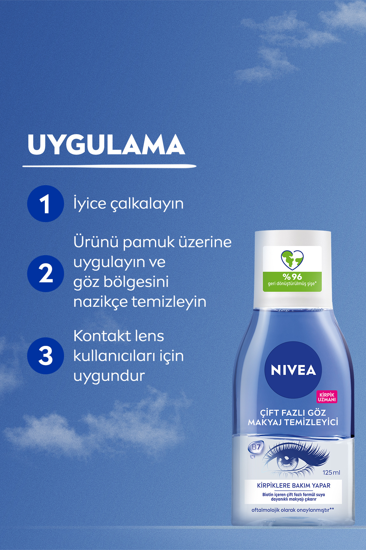 Çift Fazlı Göz Makyaj Temizleyici 125 ml,Biotin,Kirpik Bakımı,Suya Dayanıklı Maskara ve Makyaj — 13477 — تصویر 7 از 9