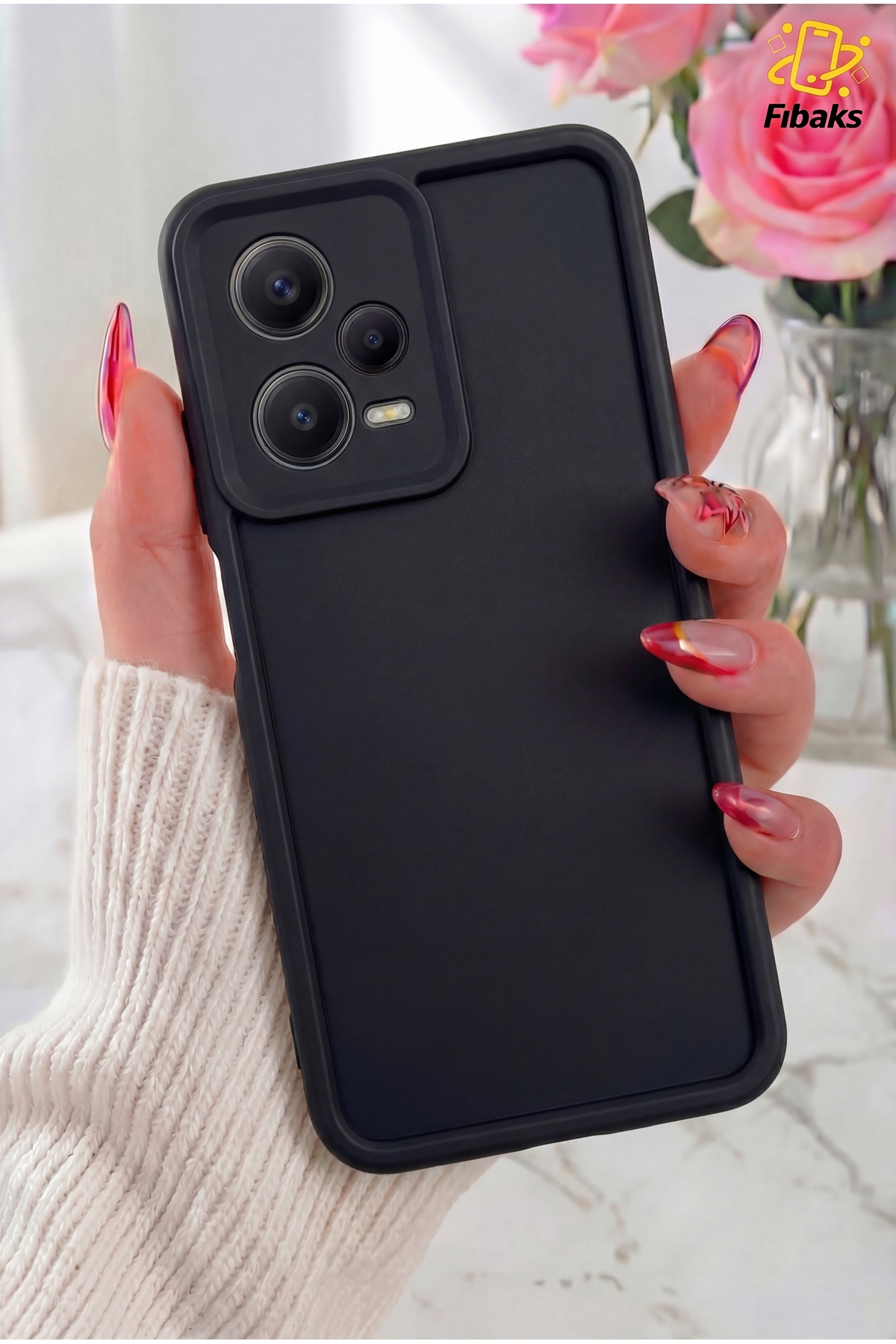 Redmi Note 12 Pro 5G Case Camera Shielded Soft Texture Shock Absorber Black Silicone Cover