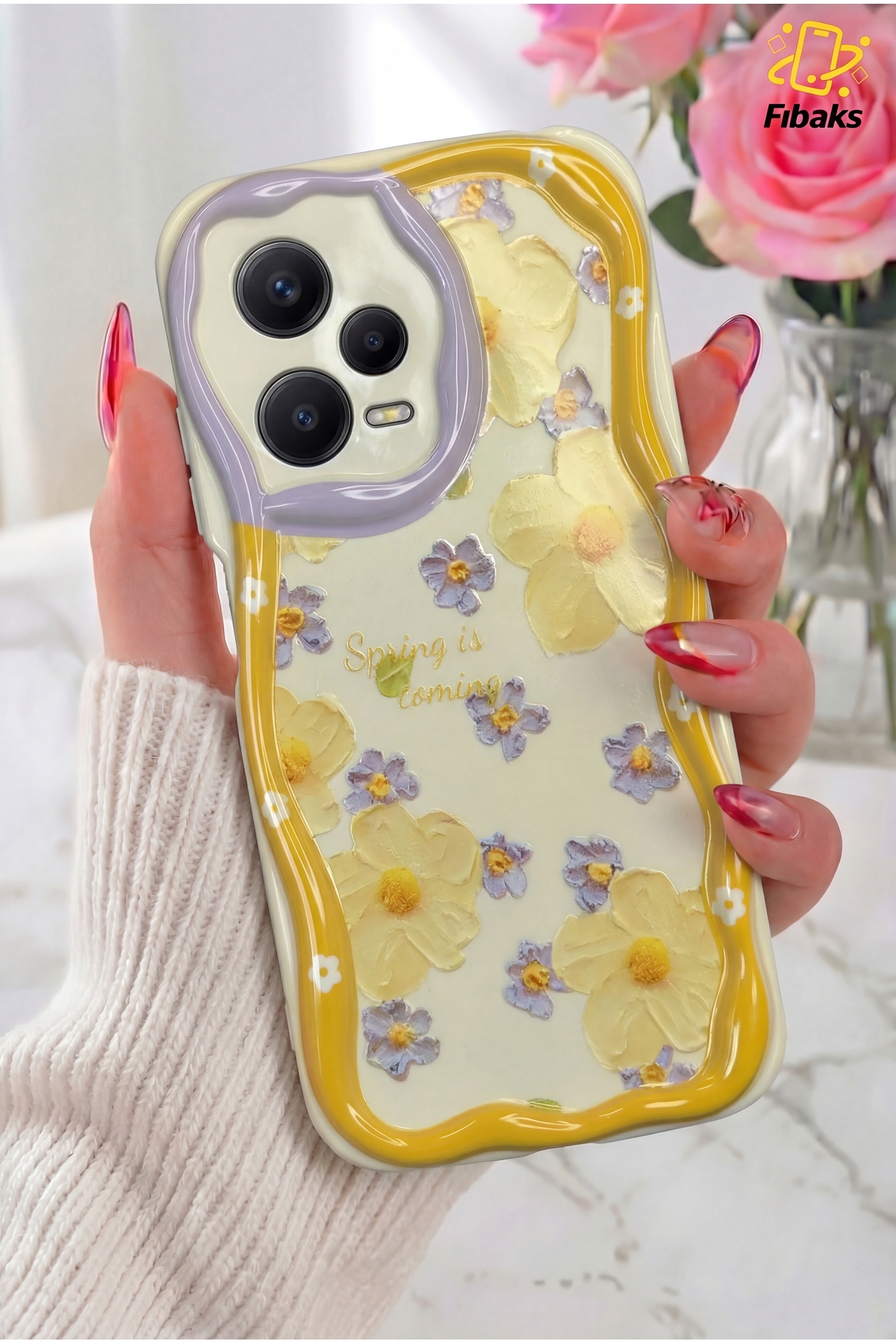 Redmi Note 12 Pro 5g Case Design Patterned Camera Protected Daisy Flower Color Silicone Cover