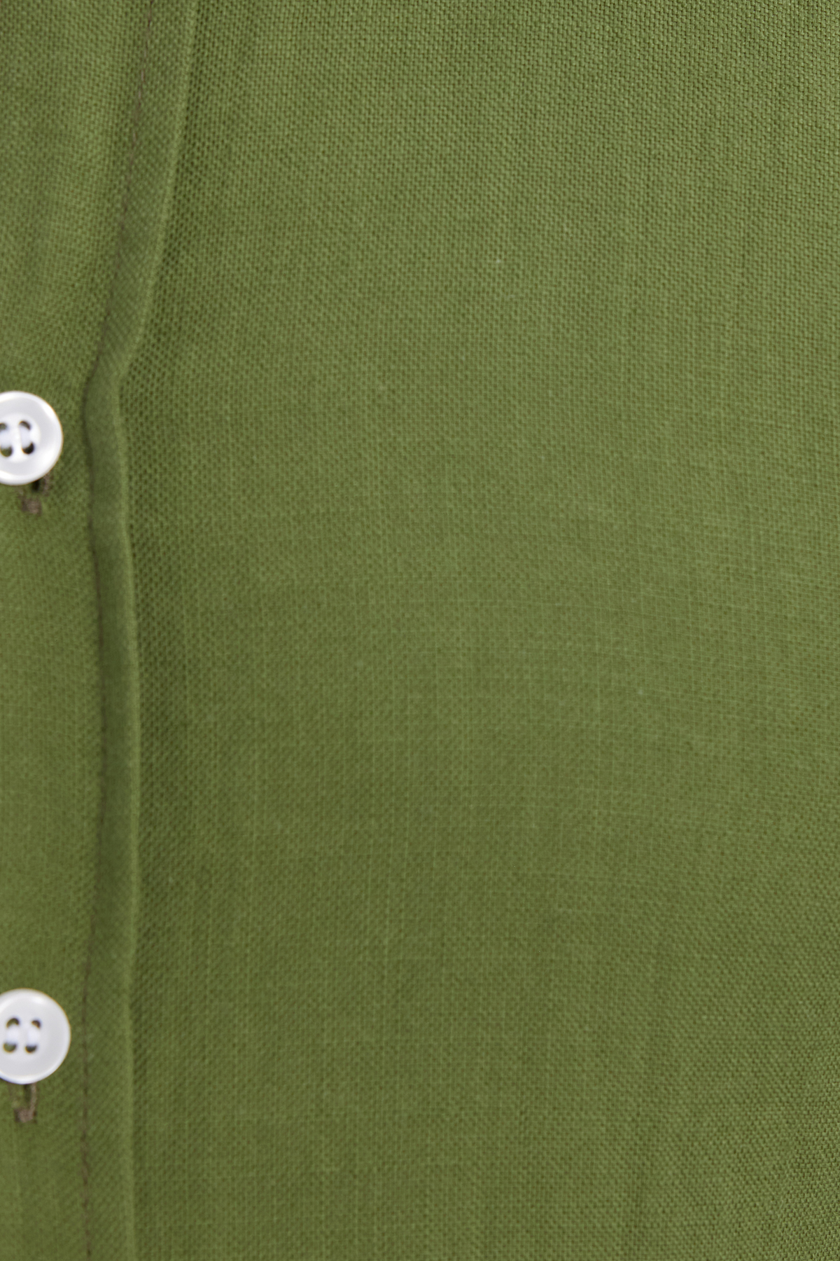 Tudors  Erkek Slim Fit Dar Kesim Uzun Kollu %100 Pamuk Keten Doku Düğmeli Yaka Haki Gömlek - Görsel 6