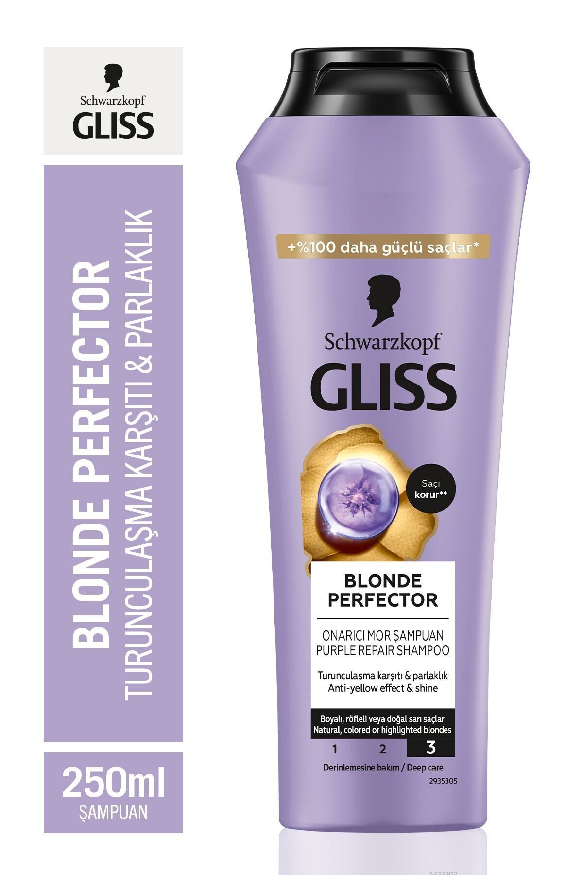 Gliss Şampuan Schwarzkopf Blonde Perfector Turunculaşma Karşıtı Mor 250 ml — 4015100440867