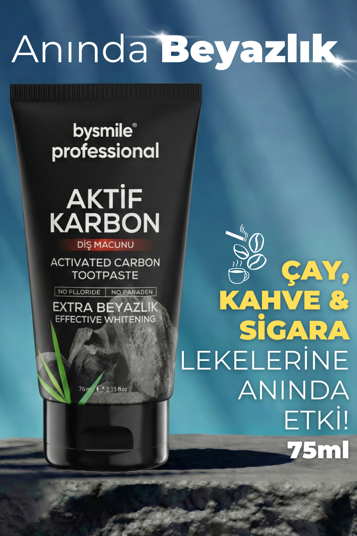 BySmile Professional Aktif Karbon Diş Beyazlatıcı Macun – Kalıcı Etki, Leke Giderici & Ferah Nefes (75 ml) - Fiyatı, Yorumları