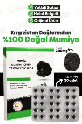 Mumiyo %100 Saf Mumiyo 30'lu Tablet Kırgızistan'dan İthal Shilajit