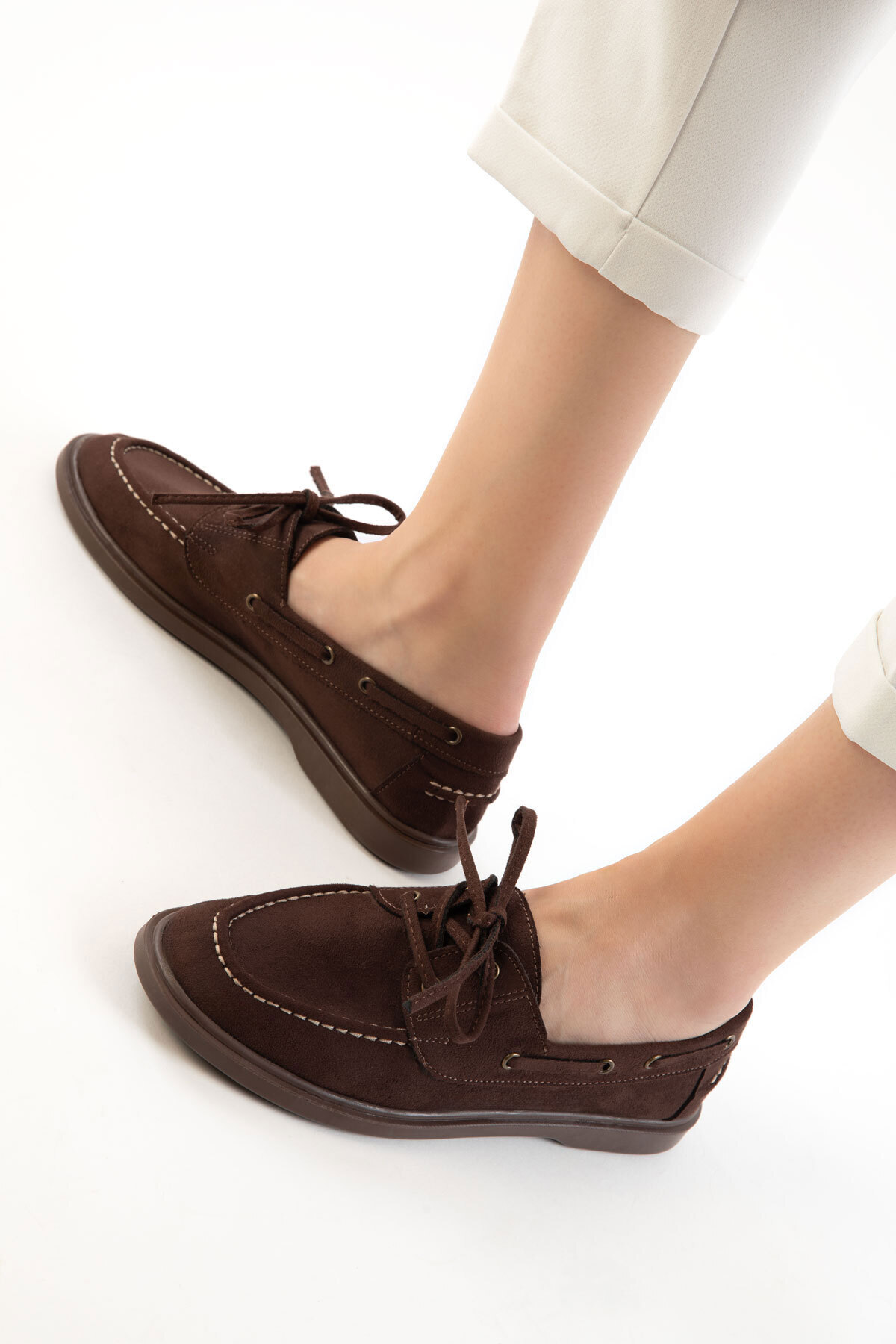 SOHO Kahve Süet Kadın Loafer Ayakkabı 21347 görsel 3