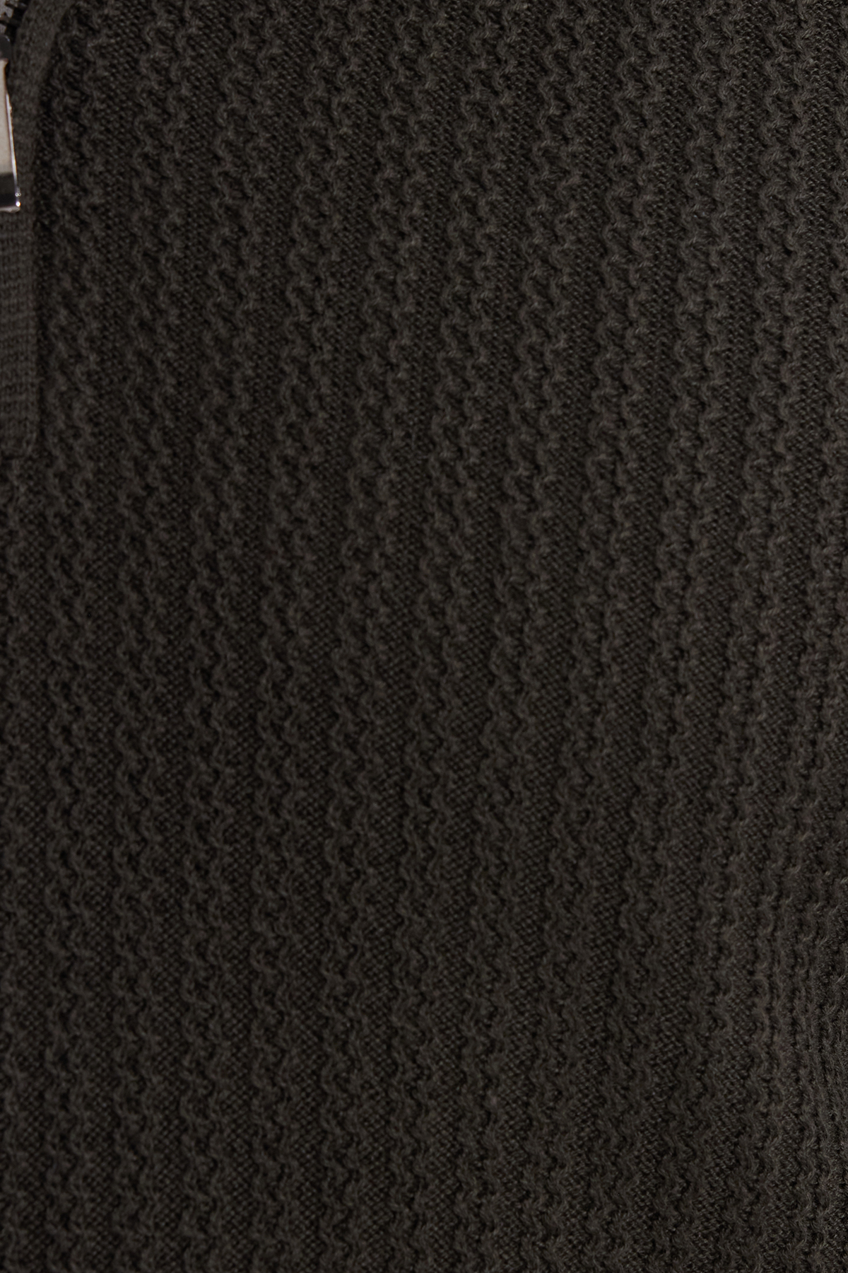 Tudors  Erkek Slim Fit Dar Kesim Dik Yaka Fermuarlı Koyu Haki Kazak - Görsel 5