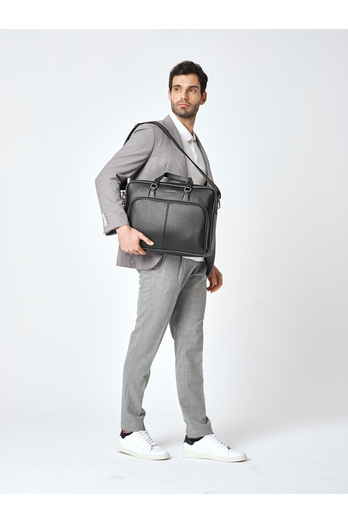 Pierre Cardin  Siyah Erkek Ayarlanabilir Çıkarılabilir Kordonlu Valiz Sabitlemeli Laptop Evrak Çantası 01PC001116 - Görsel 2