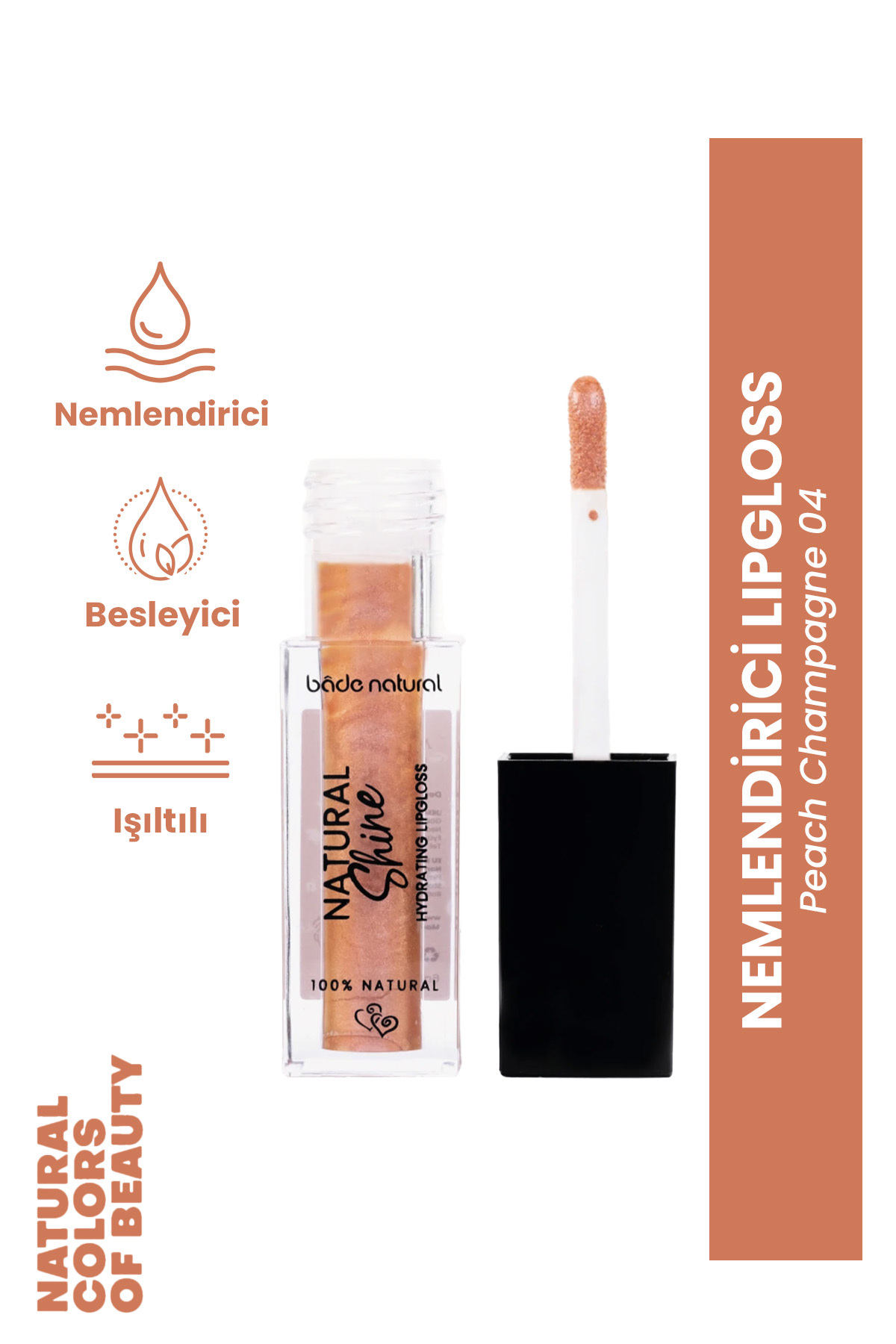 Bade Natural Nemlendirici Lipgloss Peach Champagne 04 Dudak Parlatıcısı %100 Doğal - Fiyatı, Yorumları
