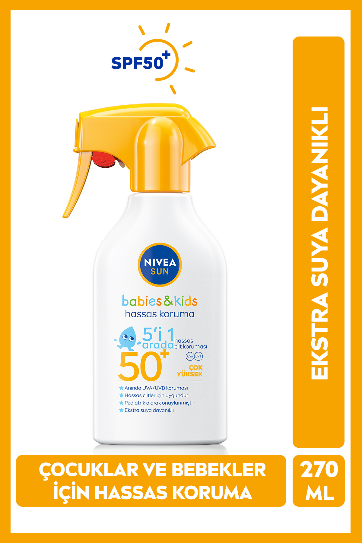 NIVEA SUN SPF50 Çocuklar Için Hassas Güneş Sprey 270ml Ve SPF50 Yüksek Güneş Koruyucu Vücut Spreyi 200ml fotoğrafı 5 (önizleme)