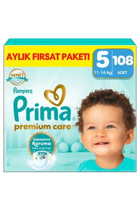 Prima Bebek Bezi Premium Care 5 Numara 108 Adet Aylık Fırsat Paketi