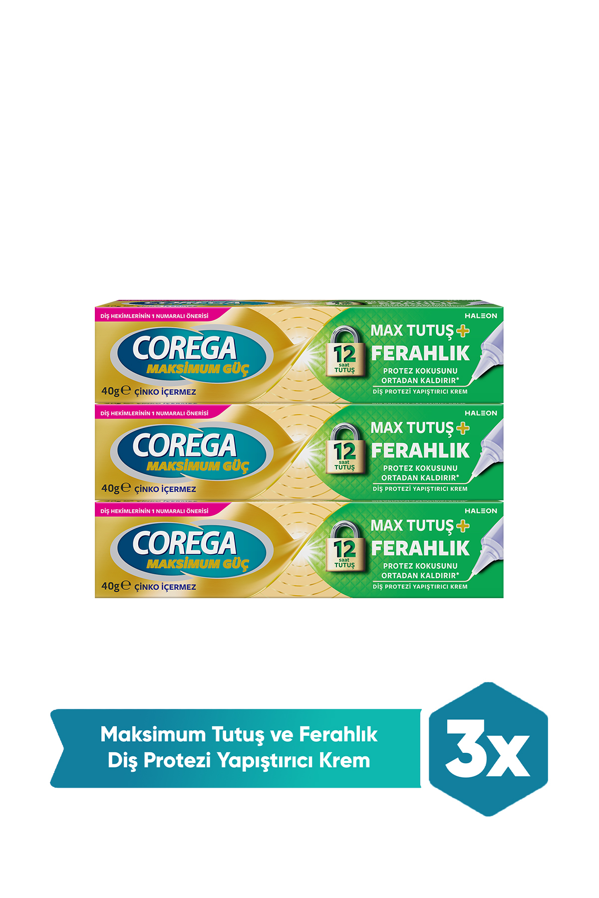 Corega Max Tutuş & Ferahlık Diş Protezi Yapıştırıcı Krem 40g X 3 Adet - Fiyatı, Yorumları