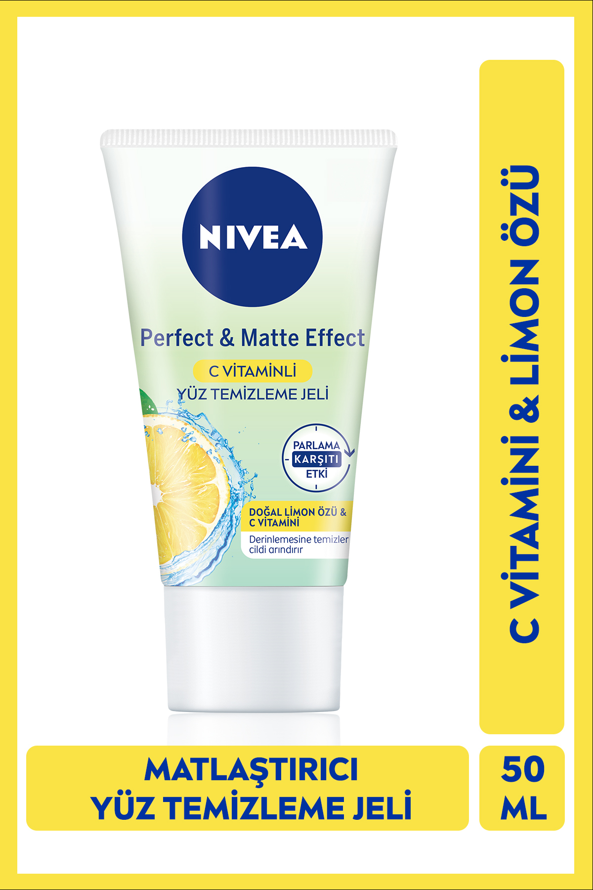 Perfect&Matte Yüz Temizleme Jeli 50ml, C Vitamini, Matlaştırıcı, Parlama Karşıtı, Yağlı Cilt — COSNİVEA0002 — تصویر 1 از 3