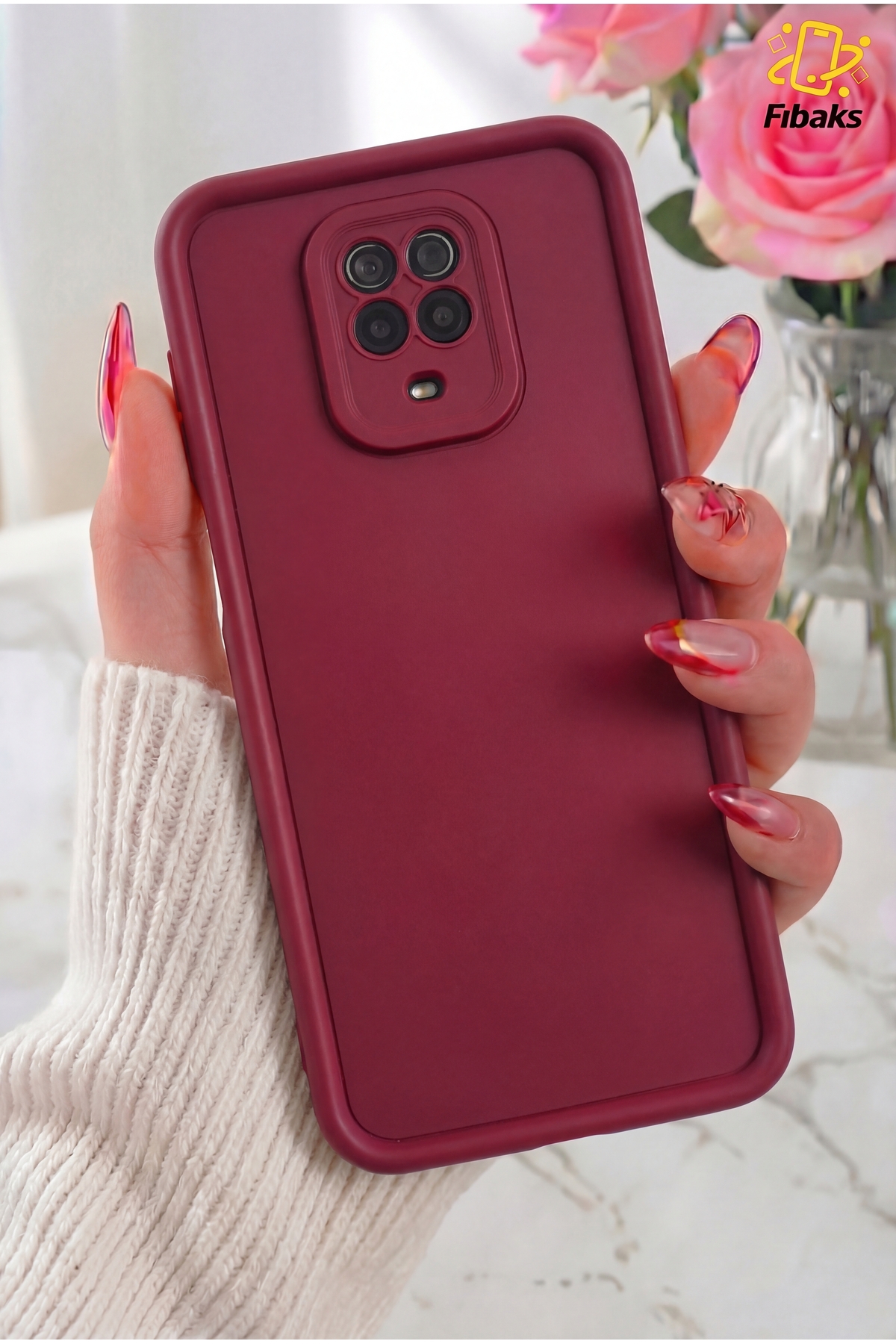 Redmi Note 9 Pro/9S Kılıf Kamera Korumalı Yumuşak Dokulu Darbe Emici Bordo Silikon Kapak