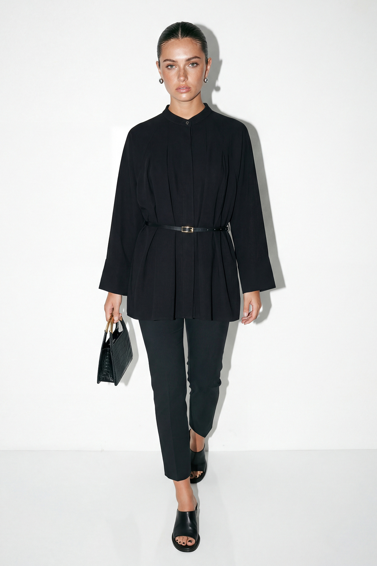 Trendyolmilla  Kemerli Pileli Gömlek