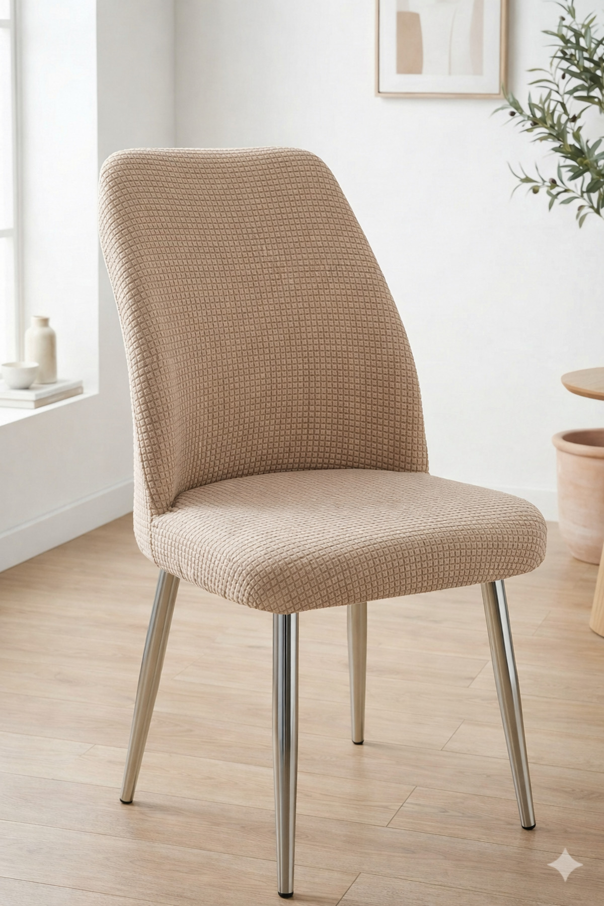 Washable Stretch Elastic Lycra Oval Chair Cover - Round Chair Cover (mink-color)