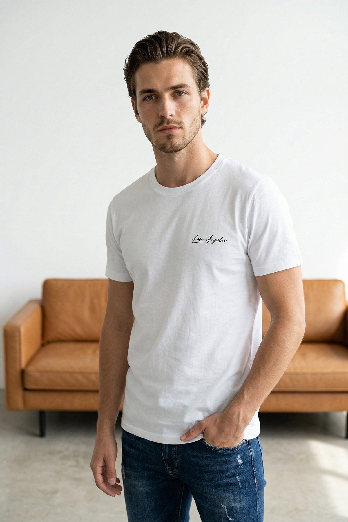 Trendyolmilla  Siyah-Beyaz 2'li Paket Regular Kesim Nakışlı T-shirt TMNSS26TS00039 - Görsel 3