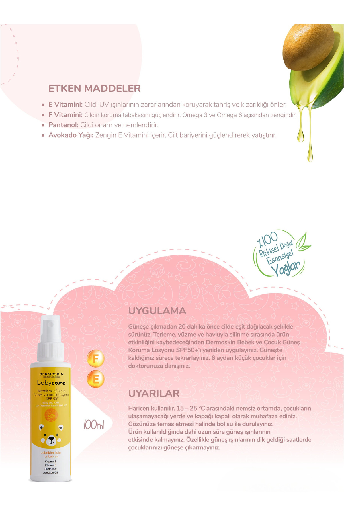 Dermoskin Babycare Bebek ve Çocuk Güneş Koruma Vücut Losyonu | Spf 50+ | Probiyotikli UVA & UVB | 100 ml fotoğrafı 3 (önizleme)
