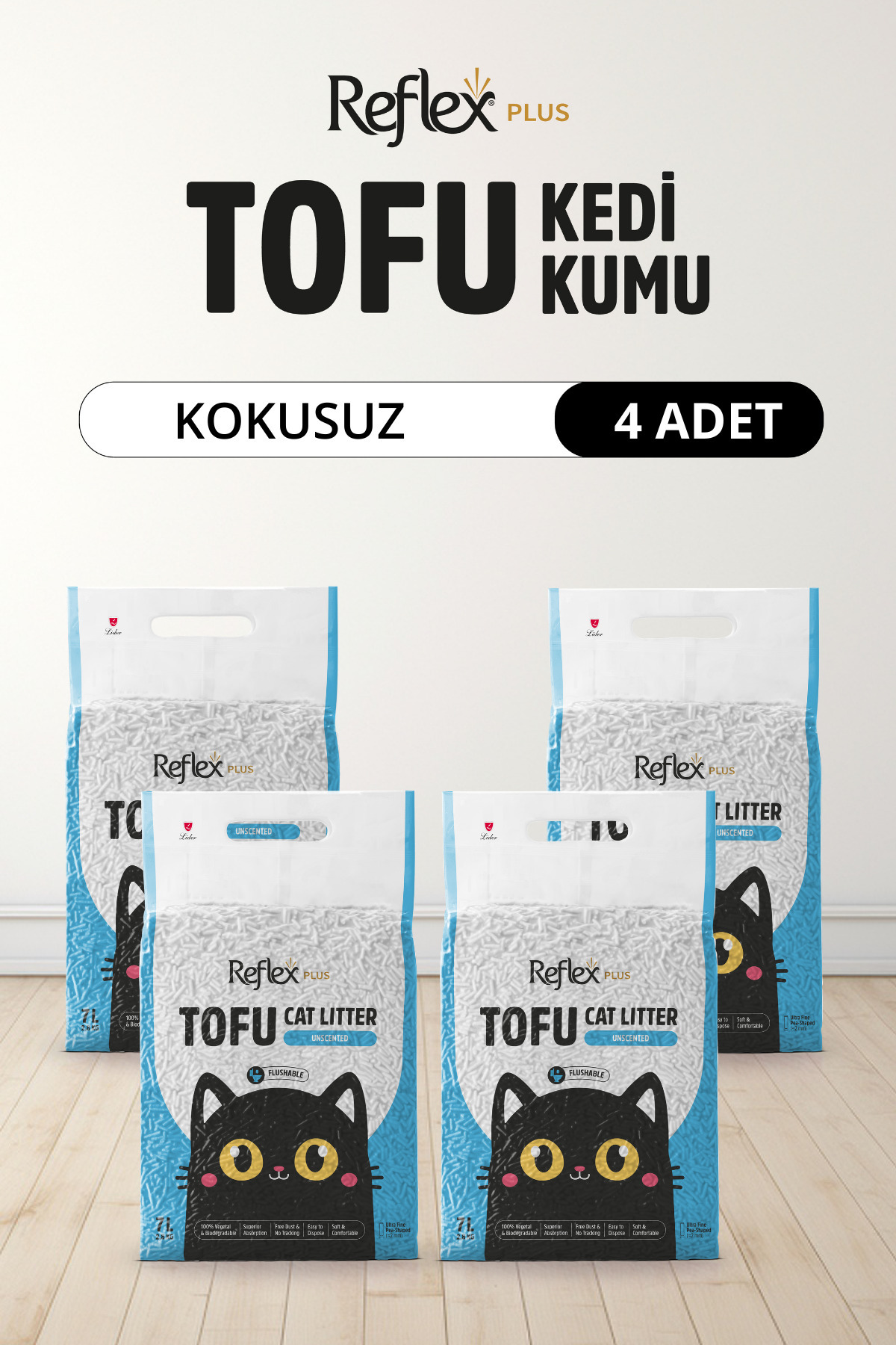 Reflex Plus Kokusuz Tofu Kedi Kumu 7L x 4 Adet - Fiyatı, Yorumları