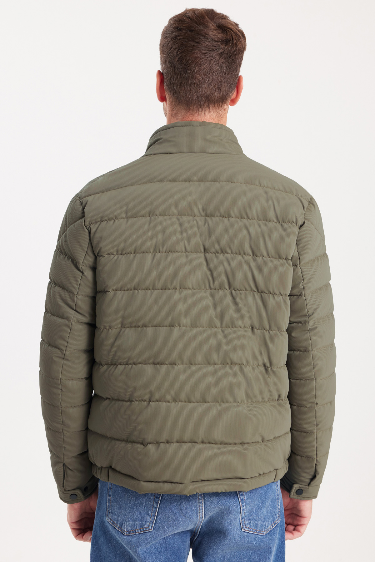 Tudors  Erkek Regular Fit Klasik Kesim Dik Yaka Çift Cepli Sıcak Tutan Haki Şişme Mont - Görsel 6