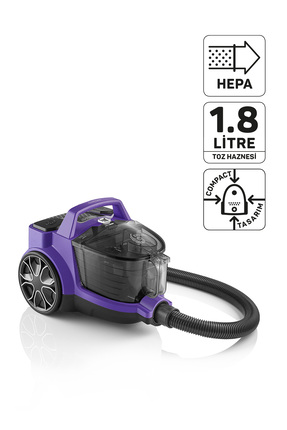 Arzum AR4070 Cleancompact Cyclone 890 Watt HEPA Filtreli-1,8 litre Toz Torbas...
